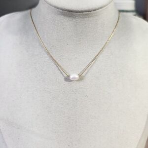 Gold Dainty Freshwater Pearl Necklace